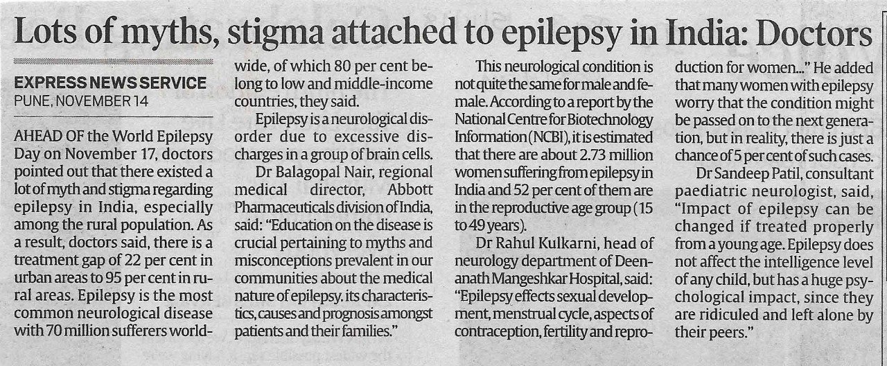Stigma Attached to Epilepsy News - Dr. Sandeep Patil